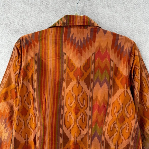 Soft Surroundings Top Womens MEDIUM Aztec Print Tribal Boho Long Sleeve Button - Picture 10 of 14